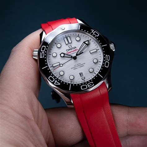 omega seamaster 300 white rubber strap|Omega Seamaster aftermarket rubber strap.